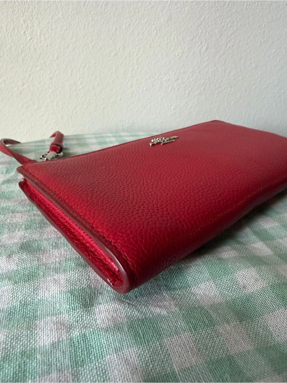 Coach Red Leather Corner Zip Wristlet